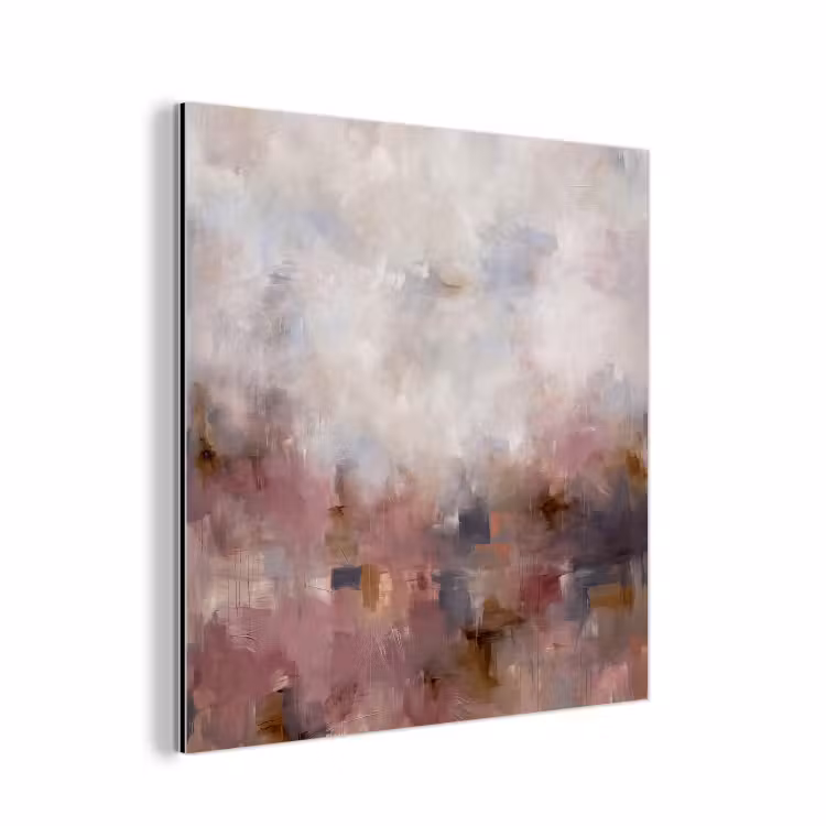 Abstract - Vloeiend - Kunst - Modern - Beige aluminium wit klein -3d