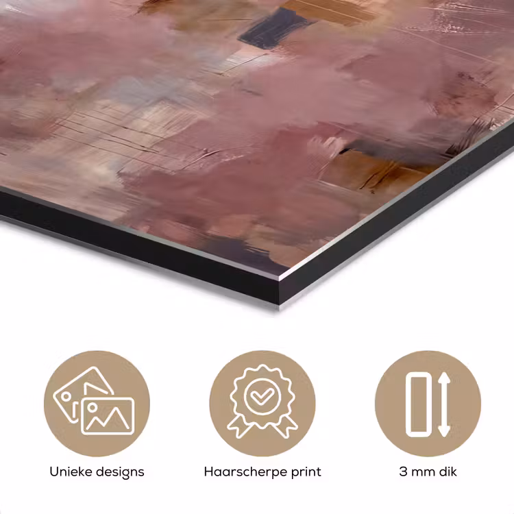Abstract - Vloeiend - Kunst - Modern - Beige aluminium wit klein -closeup_NL