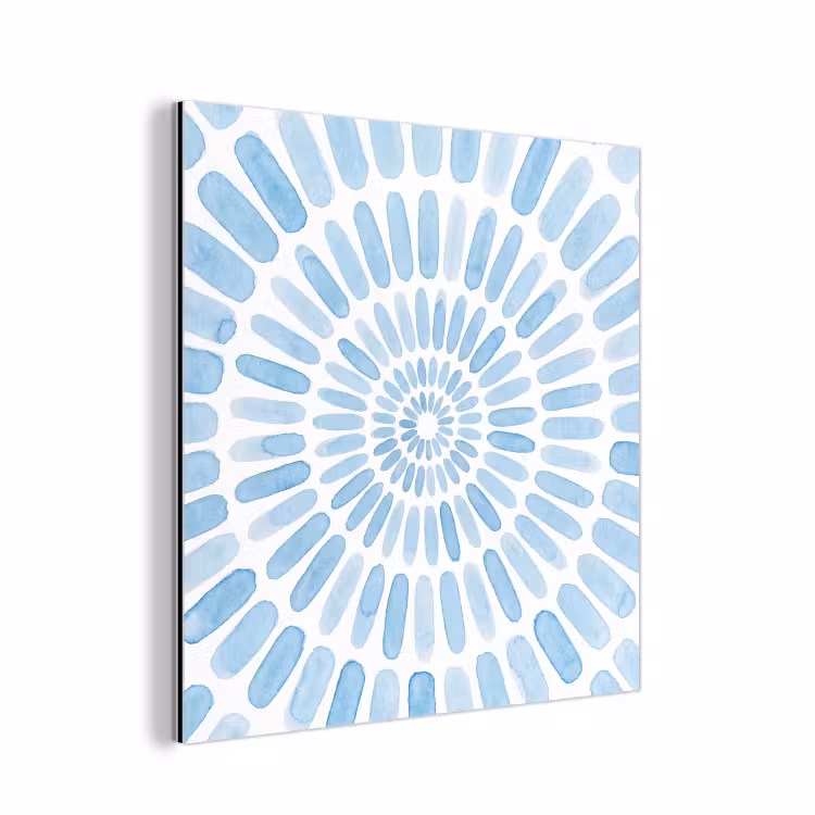 Abstract - Vormen - Kunst - Aquarel - Blauw aluminium wit klein -3d