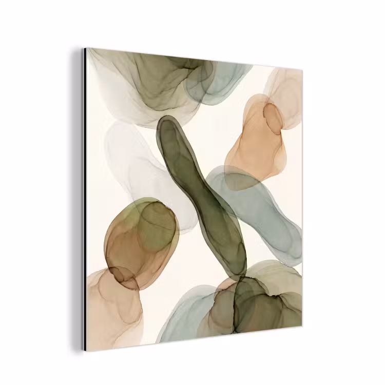 Abstract - Vormen - Modern - Kunst - Groen - Bruin aluminium wit klein -3d