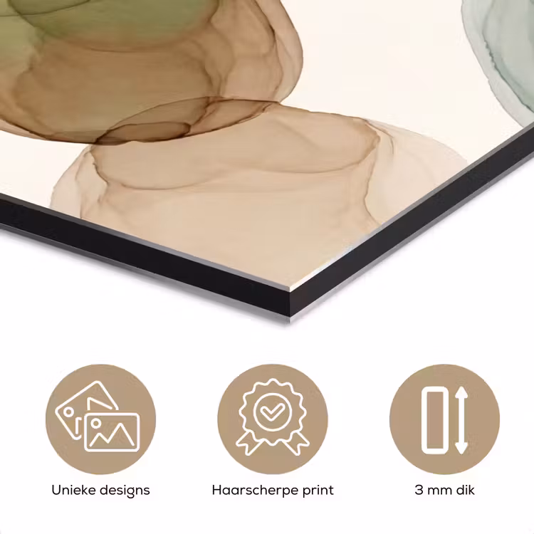 Abstract - Vormen - Modern - Kunst - Groen - Bruin aluminium wit klein -closeup_NL