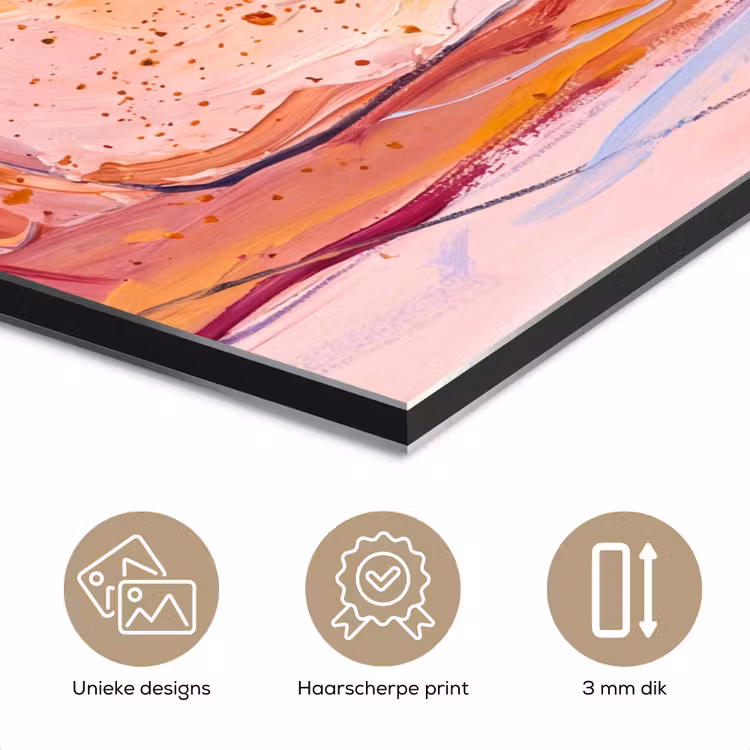 Abstract - Vormen - Modern - Roze aluminium wit klein -closeup_NL