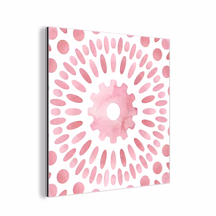Abstract - Vormen - Patroon - Aquarel - Roze aluminium wit klein -3d
