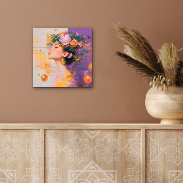 Abstract - Vrouw - Bloemenkroon - Goud aluminium wit klein -sfeer4
