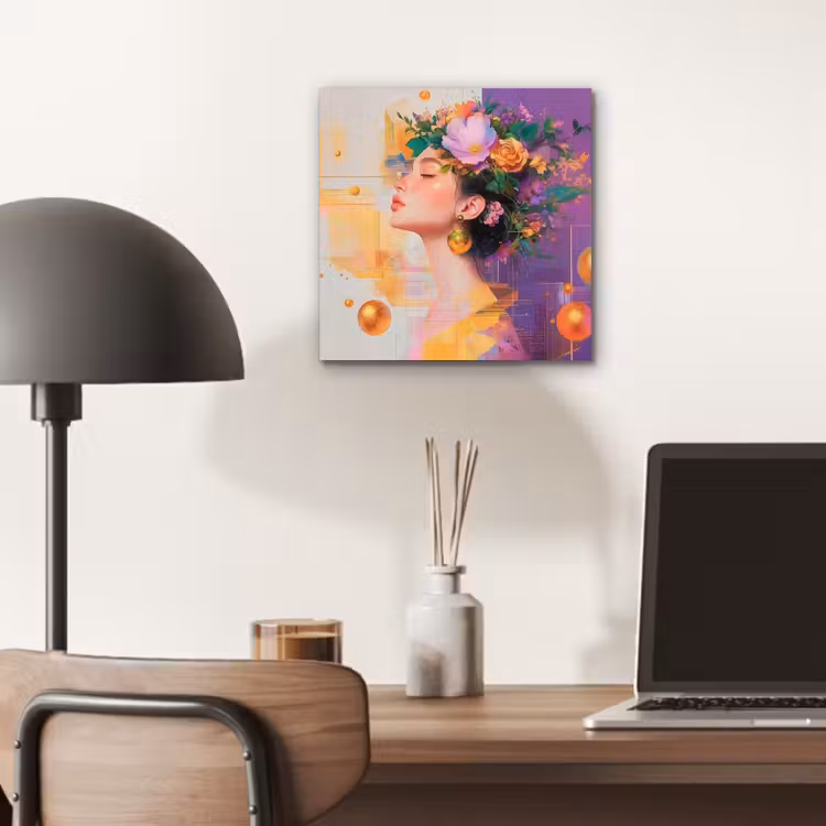 Abstract - Vrouw - Bloemenkroon - Goud aluminium wit klein -sfeer5