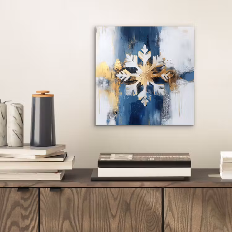Abstract - Winter - Sneeuwvlok - Sneeuw - Goud aluminium wit klein -sfeer1