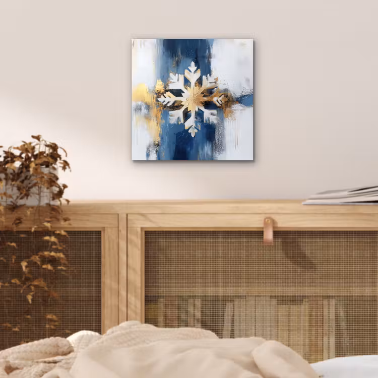 Abstract - Winter - Sneeuwvlok - Sneeuw - Goud aluminium wit klein -sfeer3