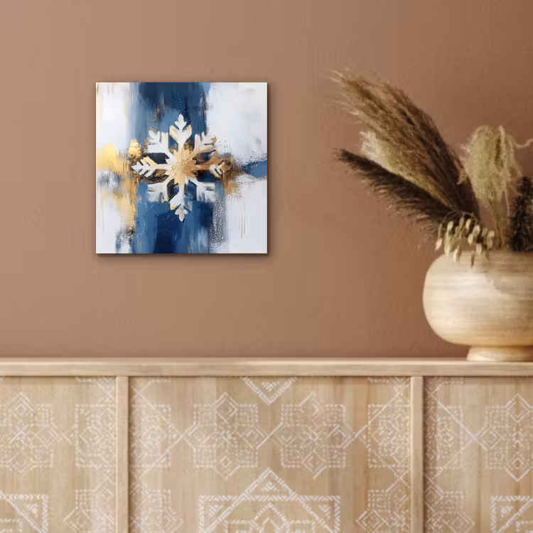 Abstract - Winter - Sneeuwvlok - Sneeuw - Goud aluminium wit klein -sfeer4