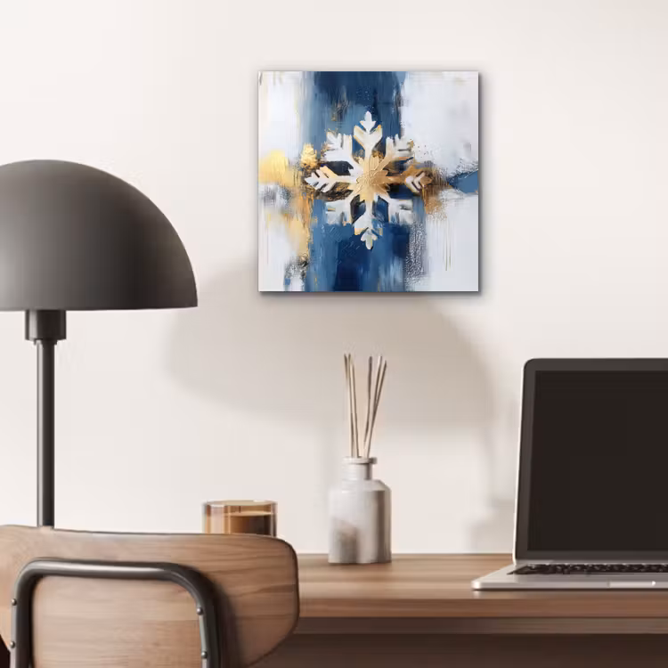 Abstract - Winter - Sneeuwvlok - Sneeuw - Goud aluminium wit klein -sfeer5