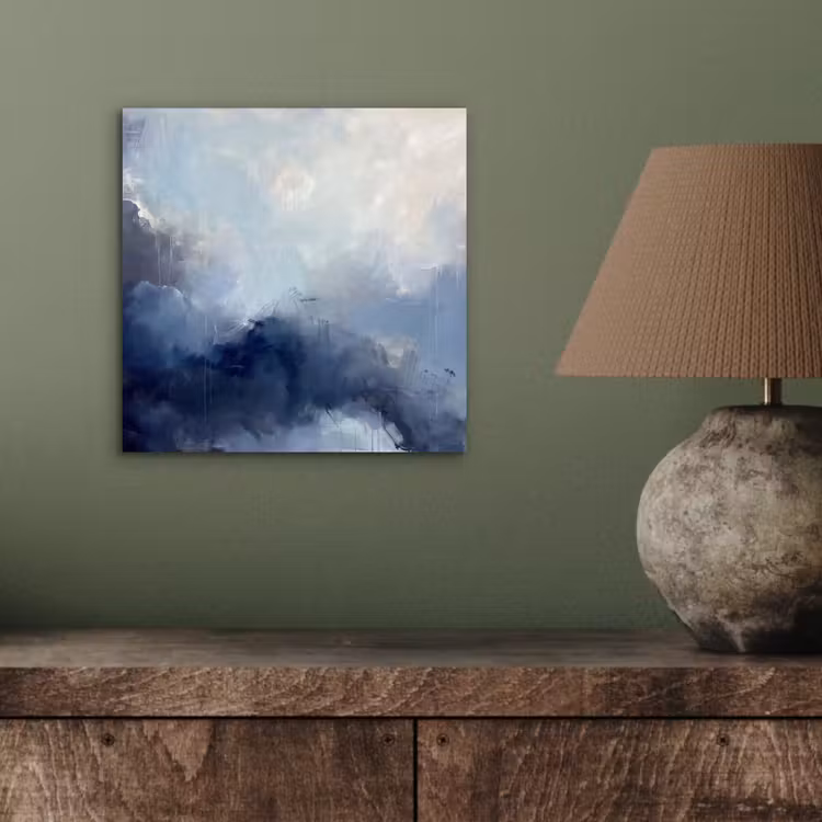 Abstract - Wolken - Modern - Blauw - Kunst aluminium wit klein -sfeer2