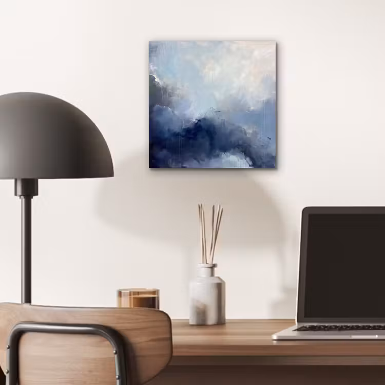 Abstract - Wolken - Modern - Blauw - Kunst aluminium wit klein -sfeer5