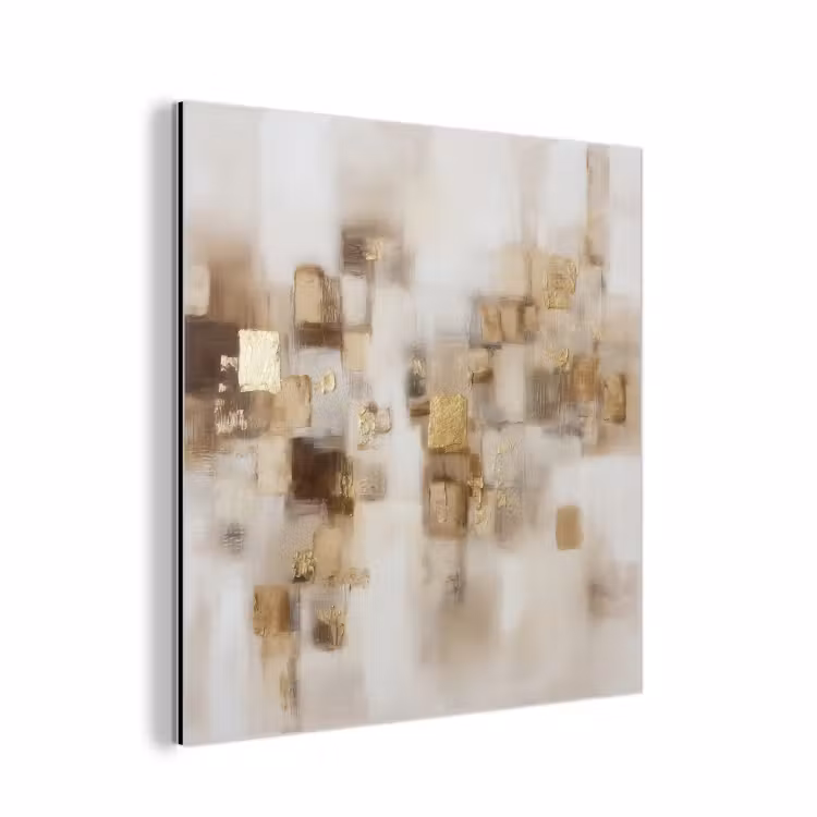 Abstracte vierkanten - Aardetonen - Mistig aluminium wit klein -3d