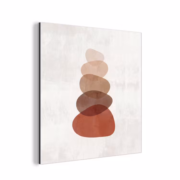 Abstractie - Gestapeld - Balans - Modern - Aardetinten aluminium wit klein -3d