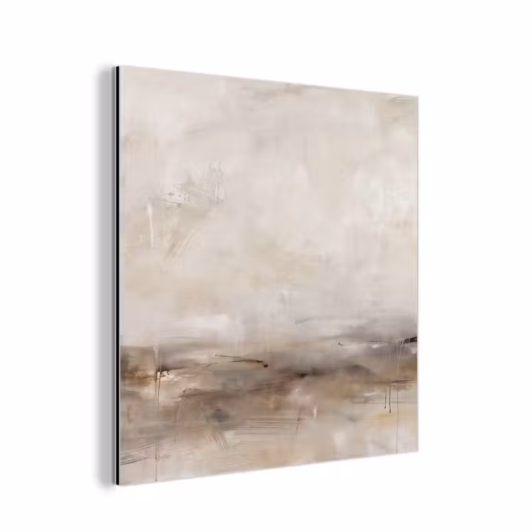 Abstrakt - Landschap - Modern - Beige - Kunst aluminium wit klein -3d