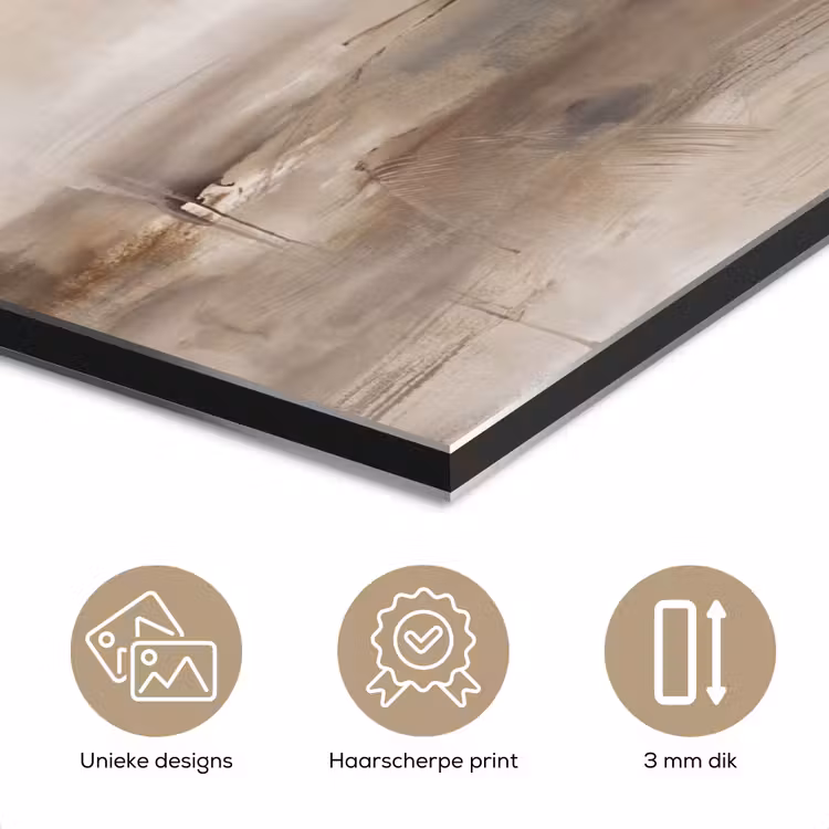 Abstrakt - Landschap - Modern - Beige - Kunst aluminium wit klein -closeup_NL