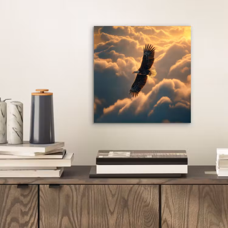 Adelaar - Wolken - Zon aluminium wit klein -sfeer1