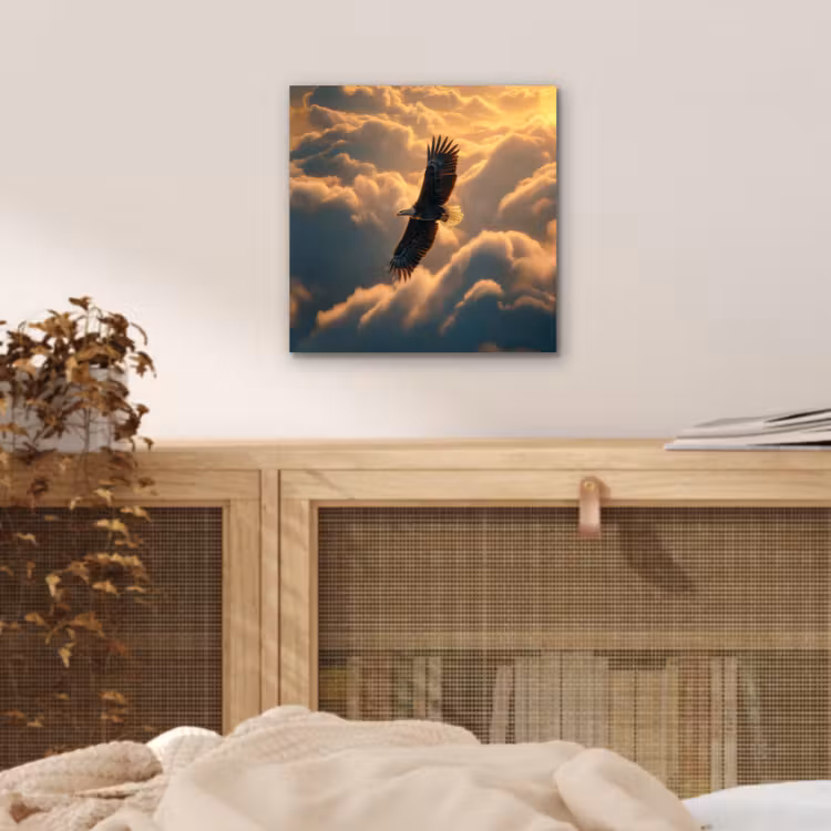 Adelaar - Wolken - Zon aluminium wit klein -sfeer3