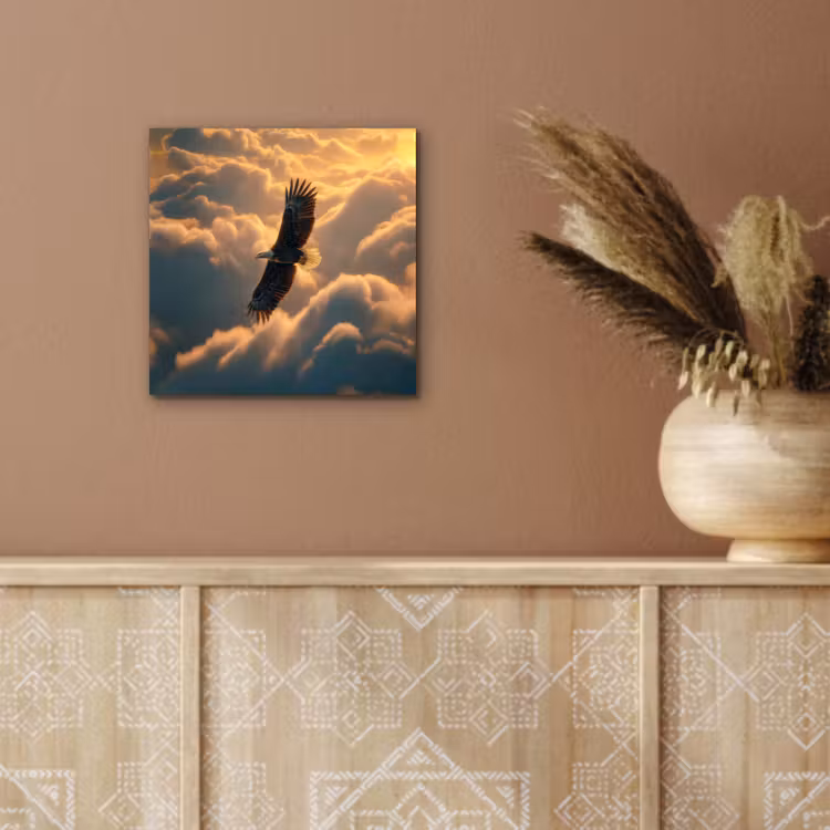 Adelaar - Wolken - Zon aluminium wit klein -sfeer4