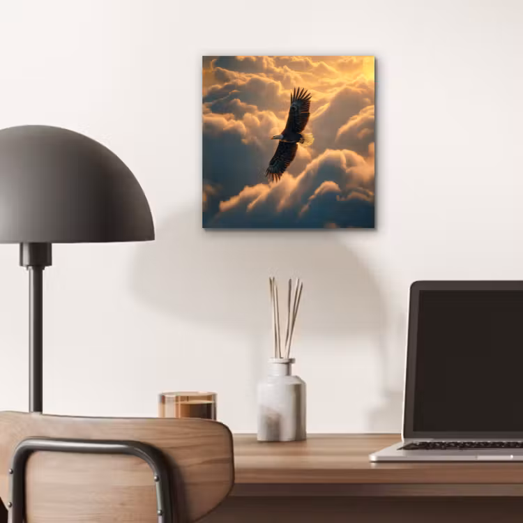 Adelaar - Wolken - Zon aluminium wit klein -sfeer5