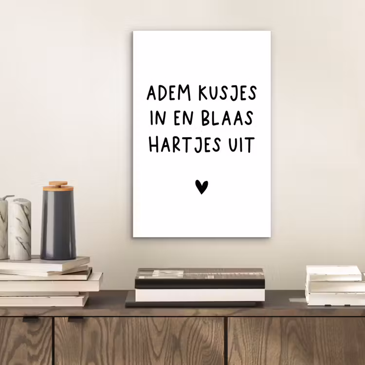 Adem kusjes in en blaas hartjes uit - Spreuken - Quotes aluminium wit klein -sfeer1