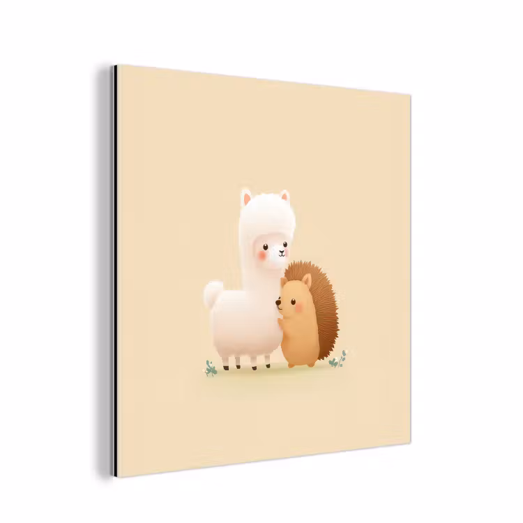 Alpaca - Egel - Bruin - Knuffelen aluminium wit klein -3d