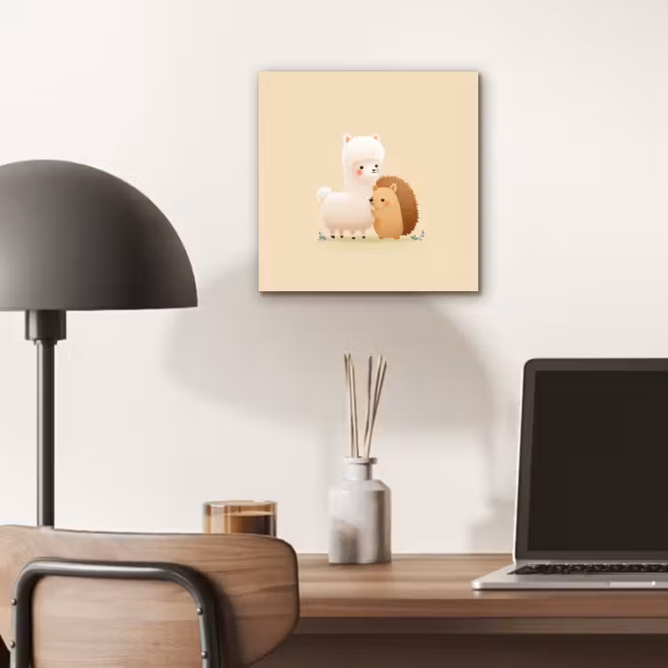 Alpaca - Egel - Bruin - Knuffelen aluminium wit klein -sfeer5