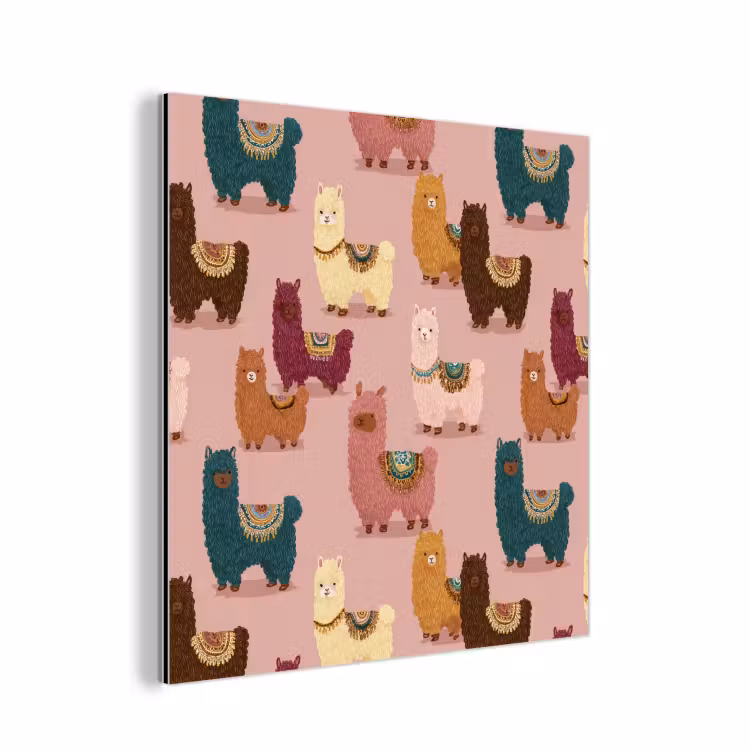 Alpaca's - Patroon - Kleurrijk aluminium wit klein 46 -3d