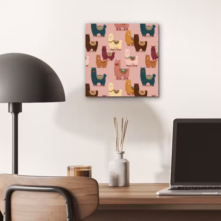Alpaca's - Patroon - Kleurrijk aluminium wit klein 46 -sfeer5