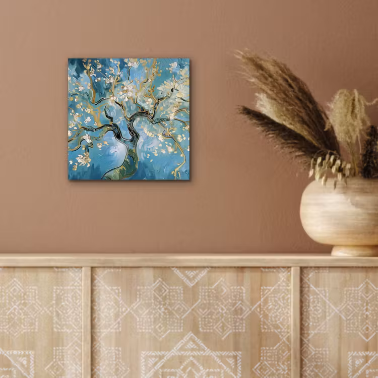 Amandelbloesem boom - Blauw - Abstract aluminium wit klein -sfeer4