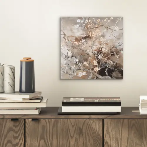 Amandelbloesem - Kunst - Van Gogh - Beige - Abstract aluminium wit klein -sfeer1