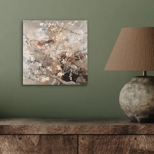 Amandelbloesem - Kunst - Van Gogh - Beige - Abstract aluminium wit klein -sfeer2