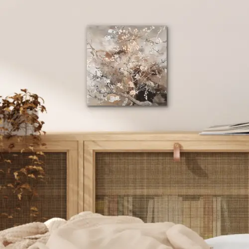Amandelbloesem - Kunst - Van Gogh - Beige - Abstract aluminium wit klein -sfeer3