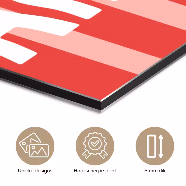 Amor - Strepen - Rood - Roze aluminium wit klein -closeup_NL