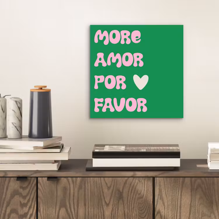 Amor - Valentijn - Groen - Tekst aluminium wit klein -sfeer1