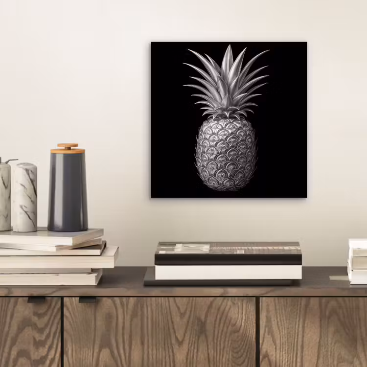 Ananas - Gedetailleerd - Bladeren aluminium wit klein -sfeer1