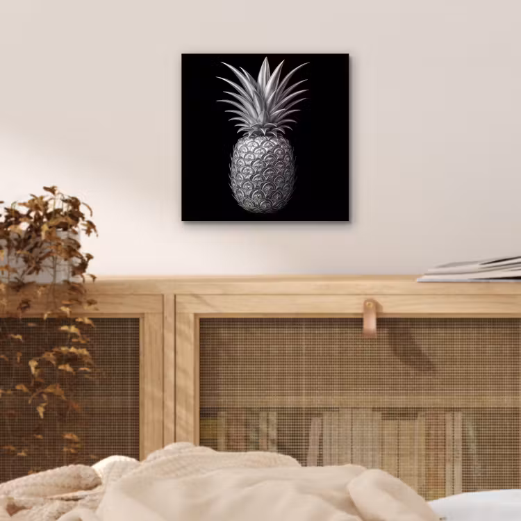 Ananas - Gedetailleerd - Bladeren aluminium wit klein -sfeer3