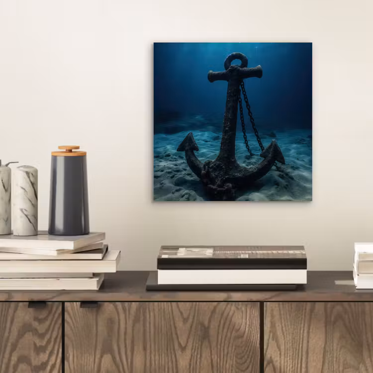 Anker - Ijzer - Zeebodem - Zand aluminium wit klein -sfeer1