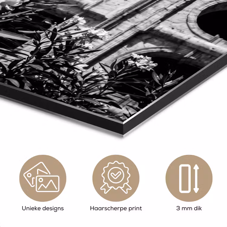 Architectuur - Colosseum - Rome - Historisch - Zwart-wit aluminium wit klein -closeup_NL