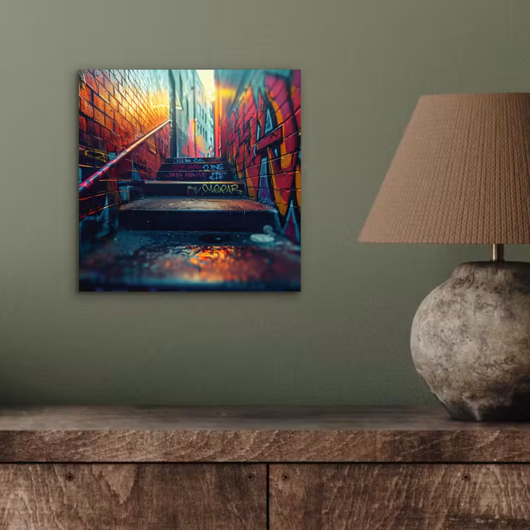 Architectuur - Neon - Trap - Graffiti aluminium wit klein -sfeer2