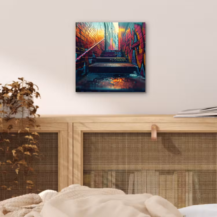 Architectuur - Neon - Trap - Graffiti aluminium wit klein -sfeer3