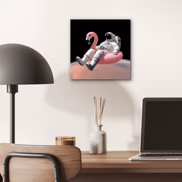 Astronaut - Flamingo - Zwemband - Roze aluminium wit klein -sfeer5