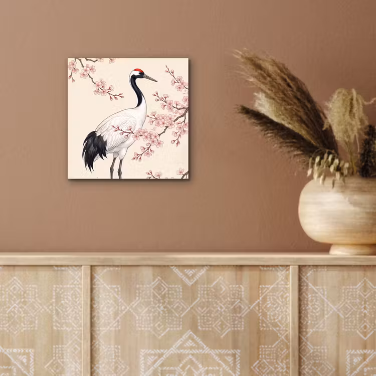 Aziatisch - Kraanvogel - Beige aluminium wit klein -sfeer4
