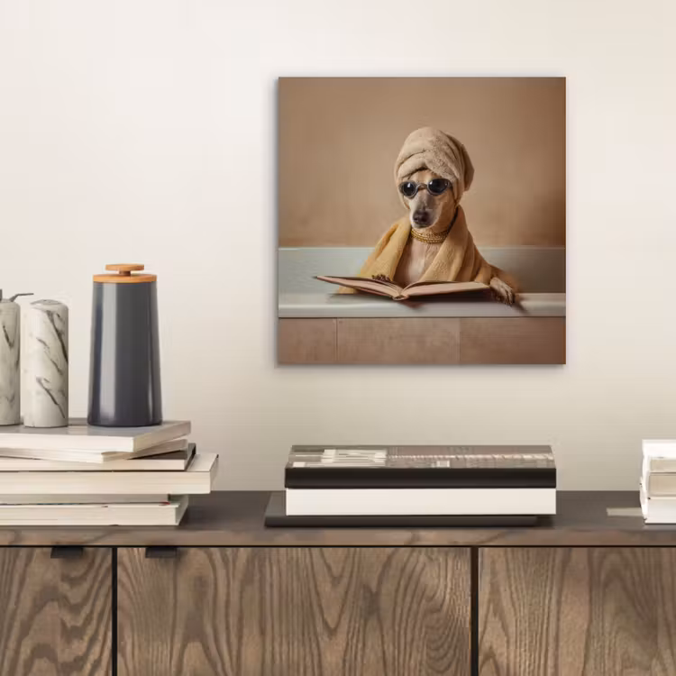 Bad - Hond - Boek - Zonnebril aluminium wit klein -sfeer1