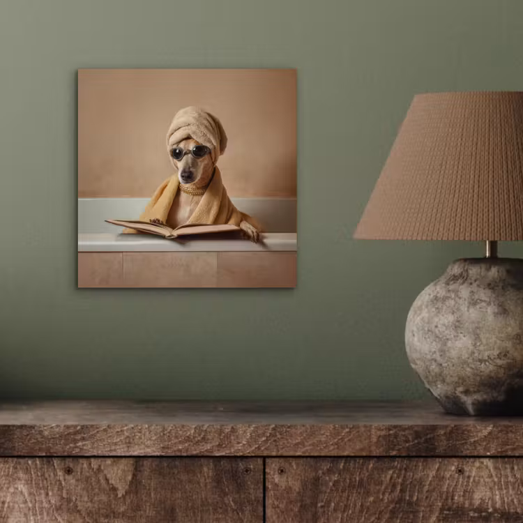 Bad - Hond - Boek - Zonnebril aluminium wit klein -sfeer2