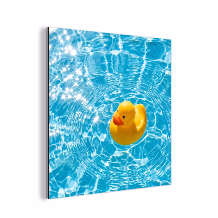 Badeend - Dobberen - Blauw aluminium wit klein -3d
