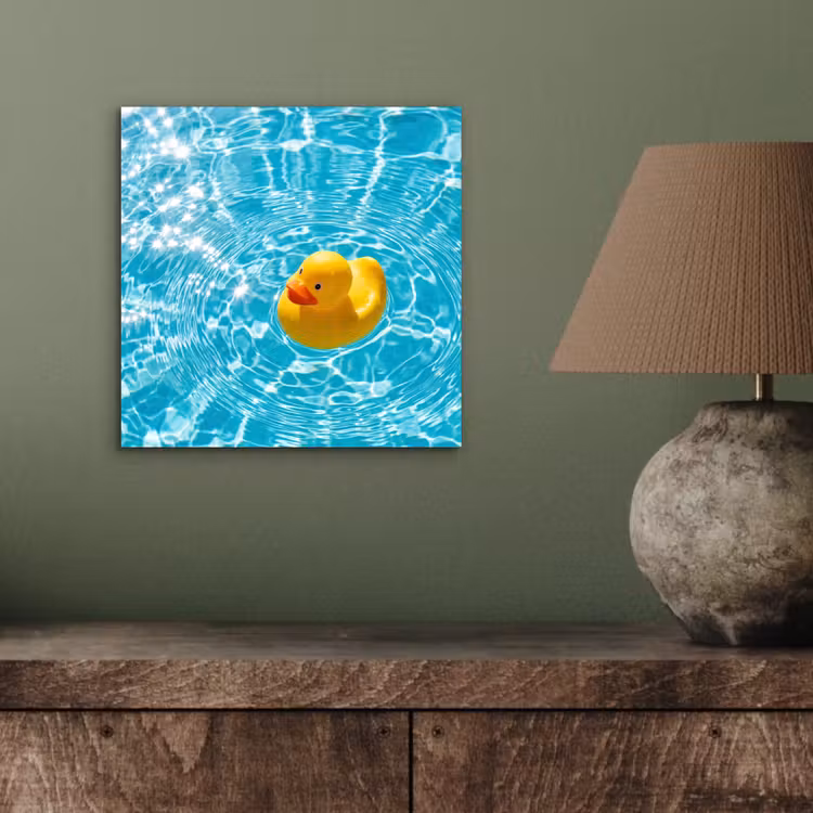 Badeend - Dobberen - Blauw aluminium wit klein -sfeer2