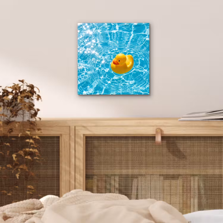 Badeend - Dobberen - Blauw aluminium wit klein -sfeer3
