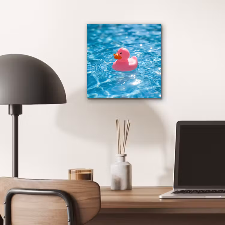 Badeend - Dobberend - Roze aluminium wit klein -sfeer5