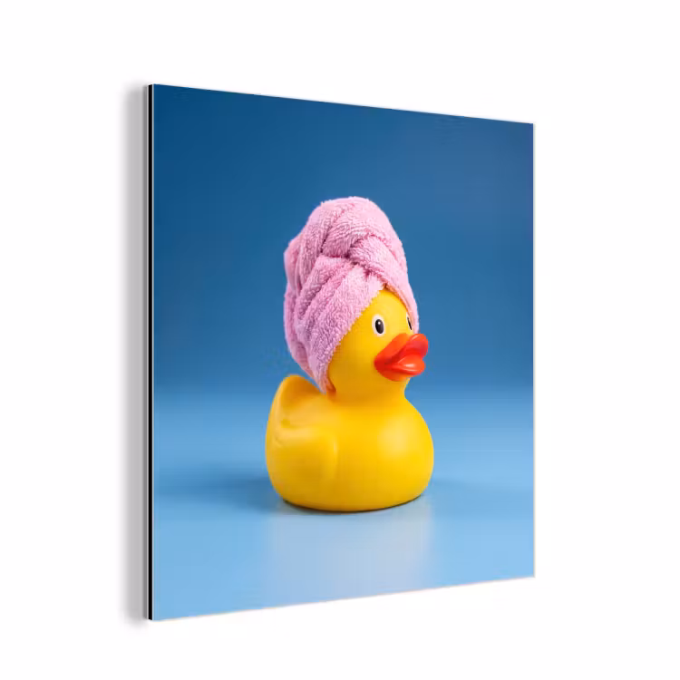 Badeend - Handdoek - Blauw aluminium wit klein -3d