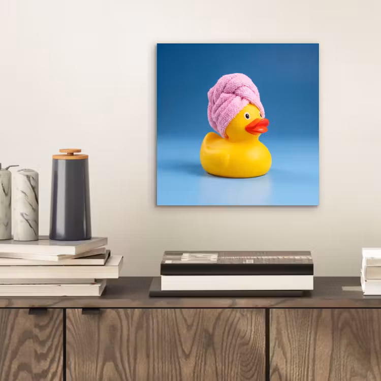 Badeend - Handdoek - Blauw aluminium wit klein -sfeer1